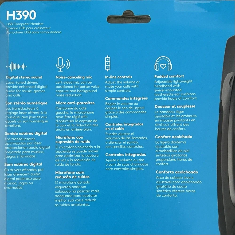 Logitech ClearChat Comfort/USB Headset H390 Black‎ NEW!